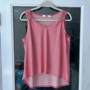 Cure. Gingham -style Tank with wood bead detail size L